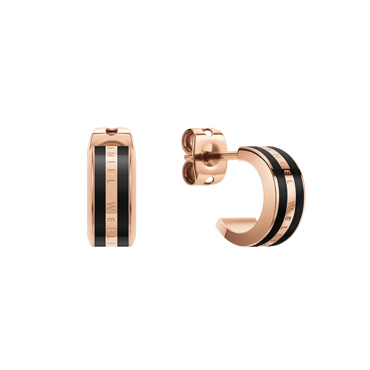 Emalie Earrings Rose Gold Black