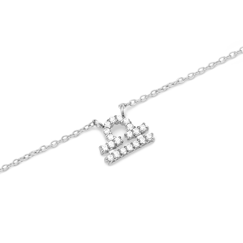 Crystal Zodiac Chain Necklace Silver