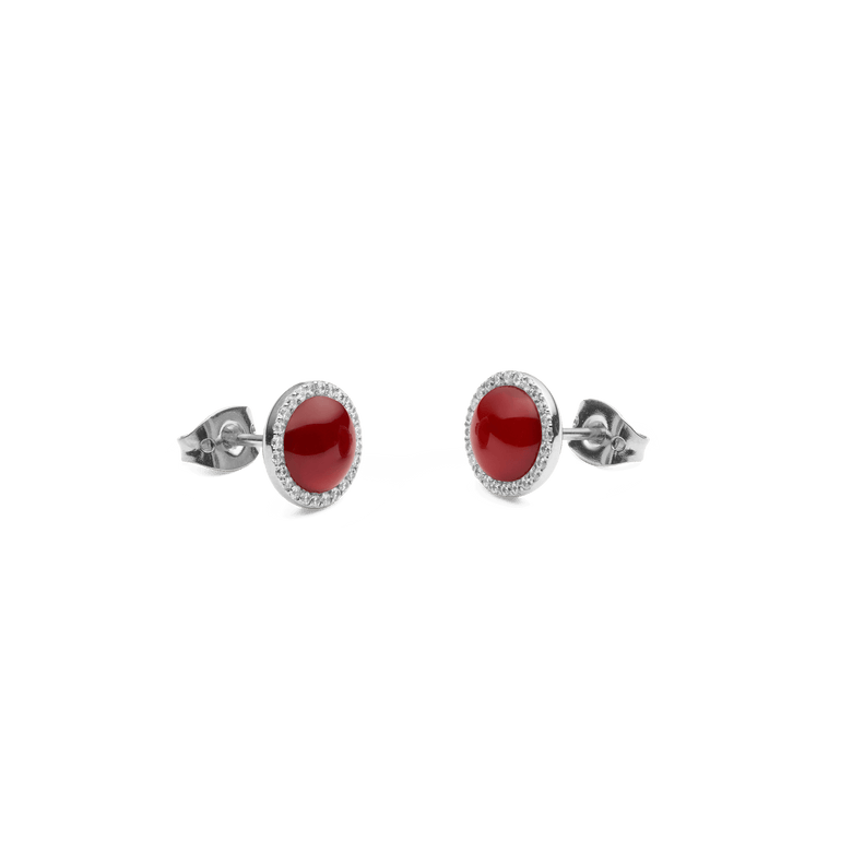 Audrey Earrings Red Agathe Silver