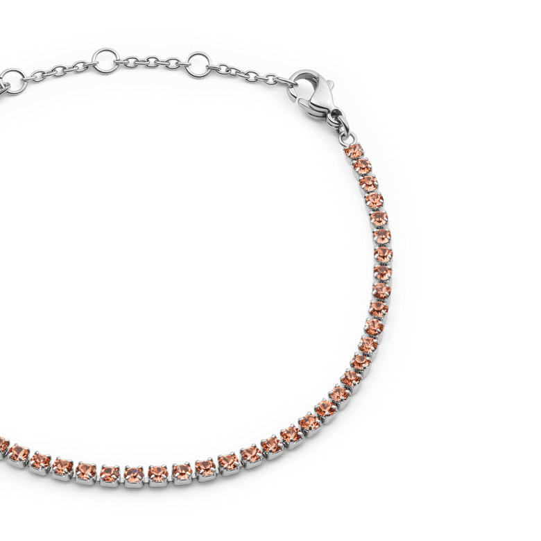 Classic Tennis Bracelet Apricot Silver