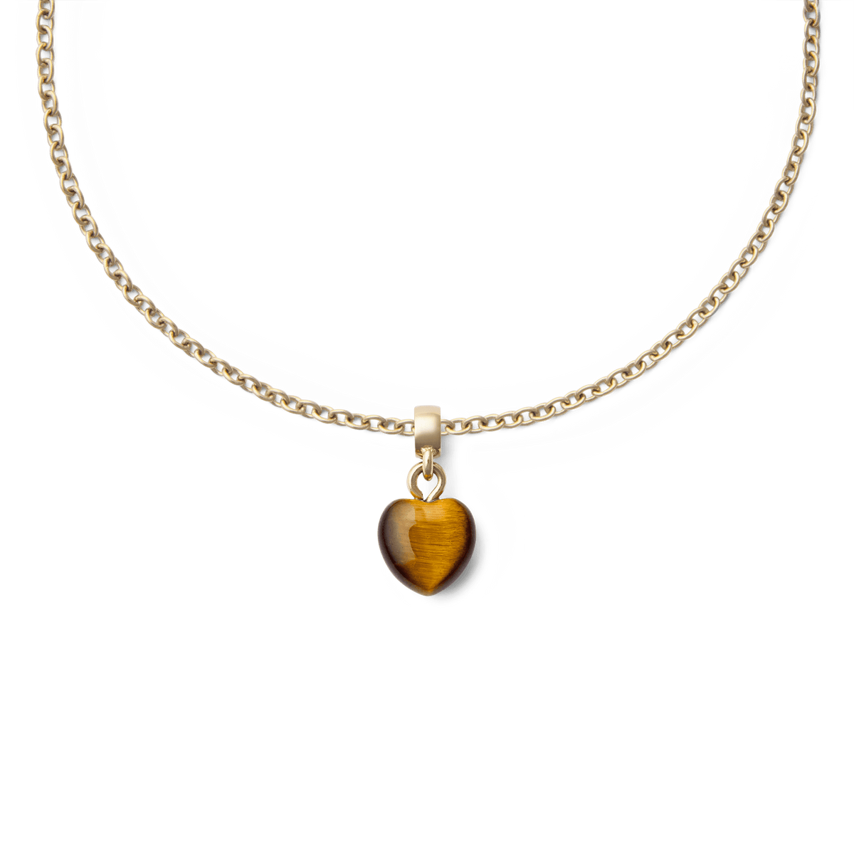 Tiger eye Heart Gold Charm
