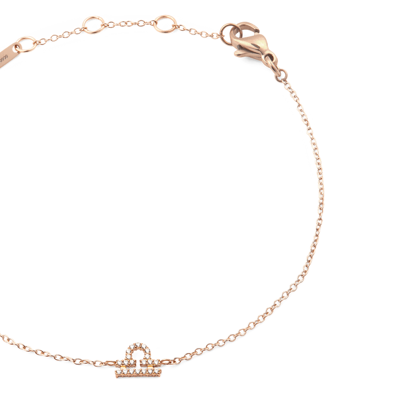 Crystal Zodiac Chain Bracelet Rose Gold
