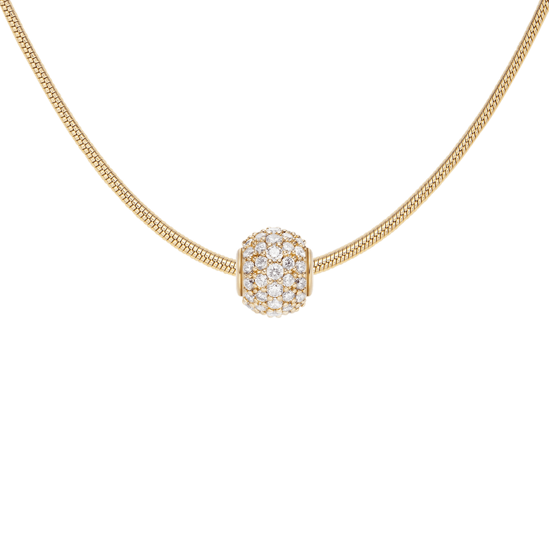 Pavé Orb White Crystal Charm Gold