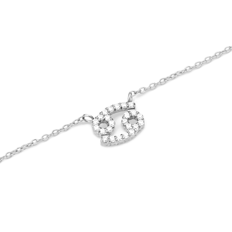 Crystal Zodiac Chain Necklace Silver