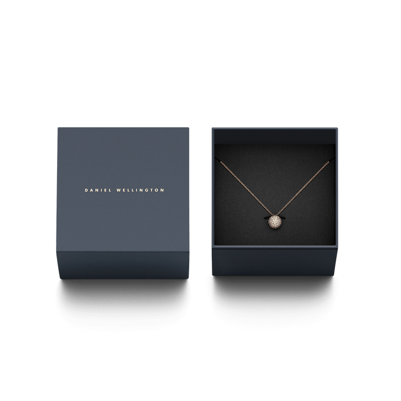 Pavé Crystal Pendant Necklace Rose Gold