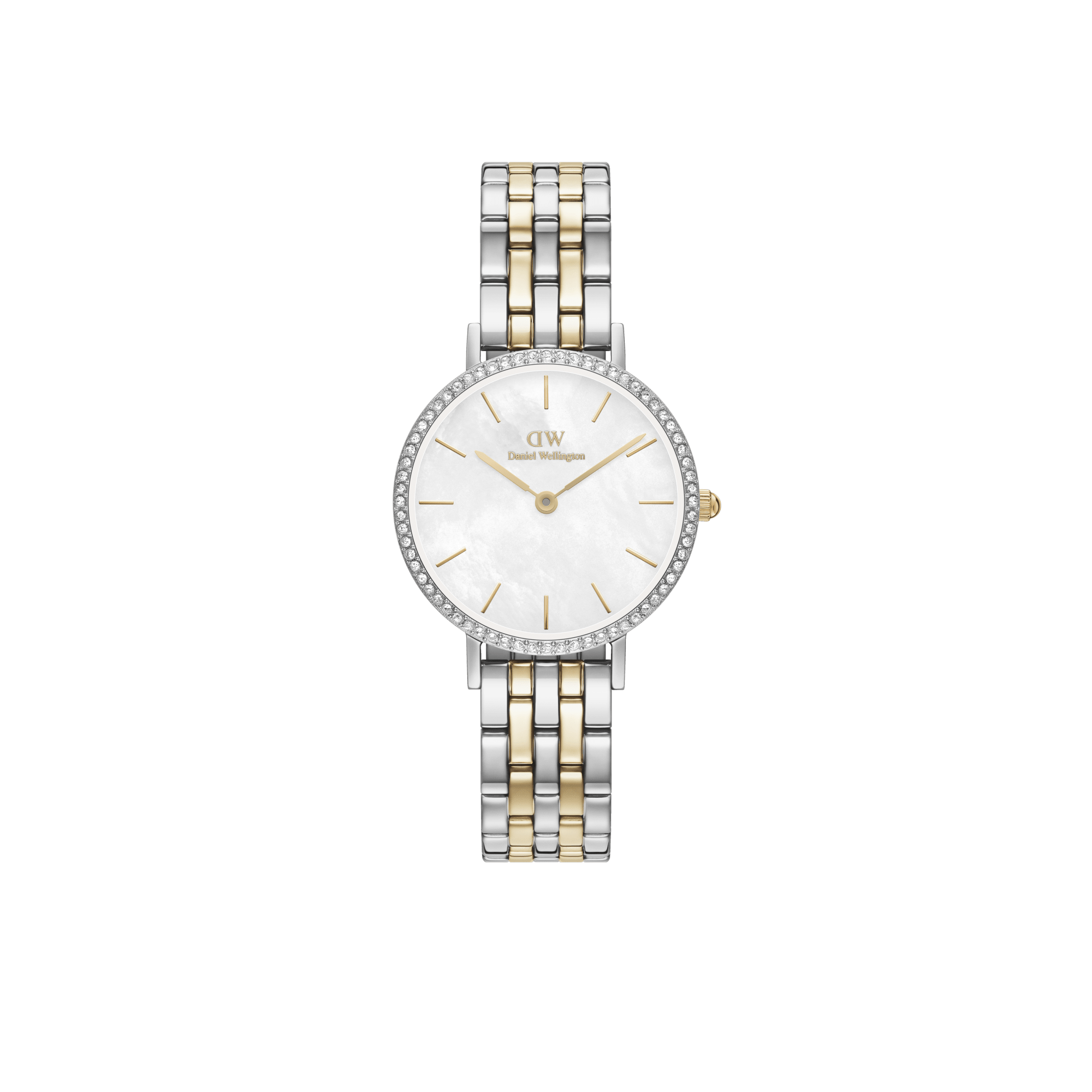 Petite Bezel white MOP watch - with gold & silver strap | DW Petite Bezel white MOP watch - with gold & silver strap | DW