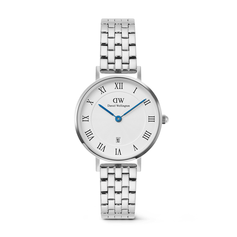 Petite Roman Numerals Date 5-link Silver