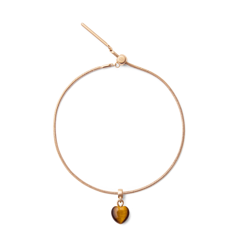 Tiger eye Heart Rose Gold Charm