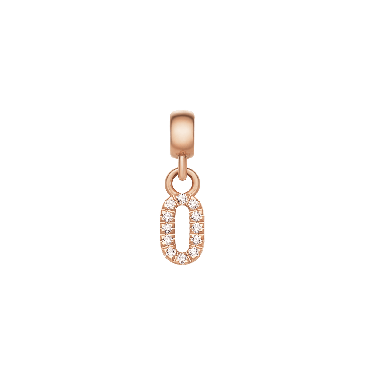 Crystal Number Charm Rose Gold