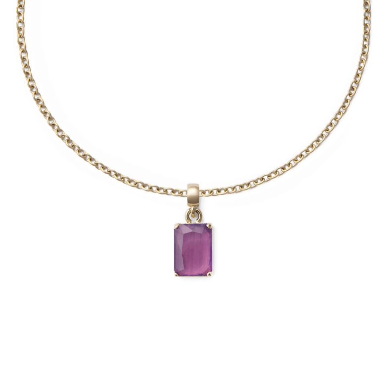 Amethyst Octagon Gold Charm