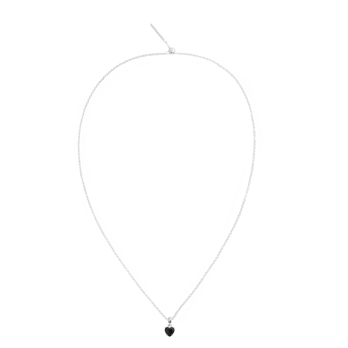 Charm Heart Crystal Black Silver