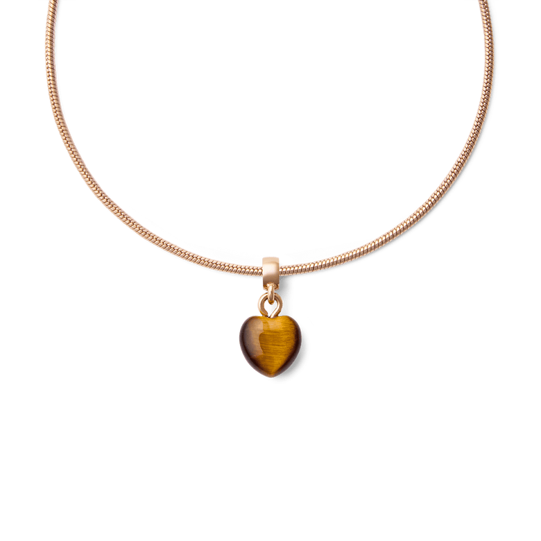 Tiger eye Heart Rose Gold Charm