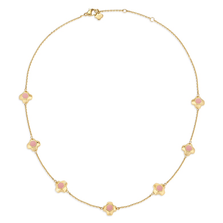 North Star Necklace 7 Small Apricot Enamel Gold
