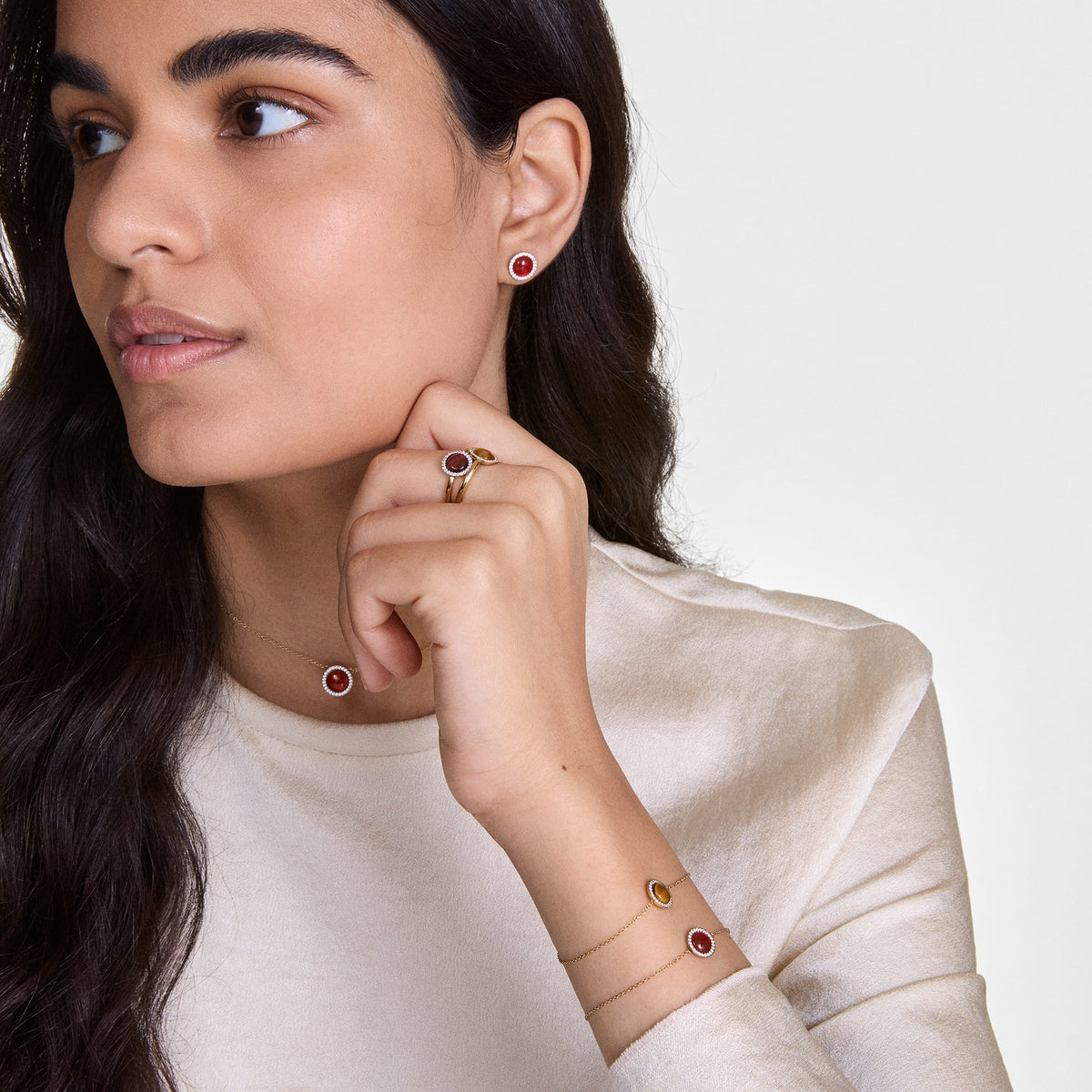 Audrey Ring Red Agathe Silver