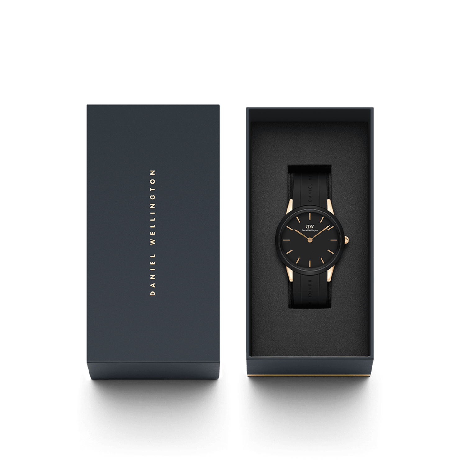 Daniel wellington black and gold watch shop