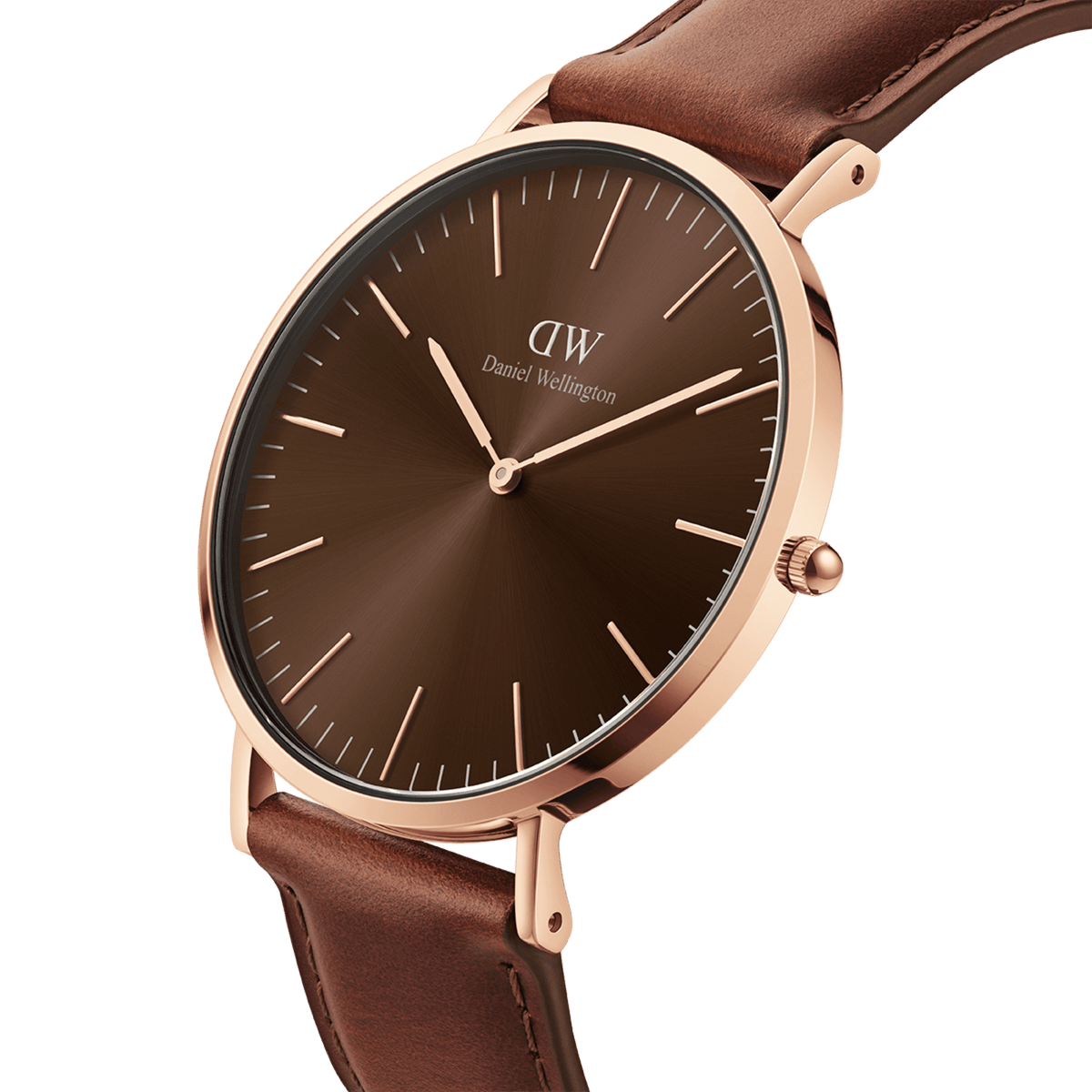 St Mawes Amber Watch in rose gold amber sunray dial DW