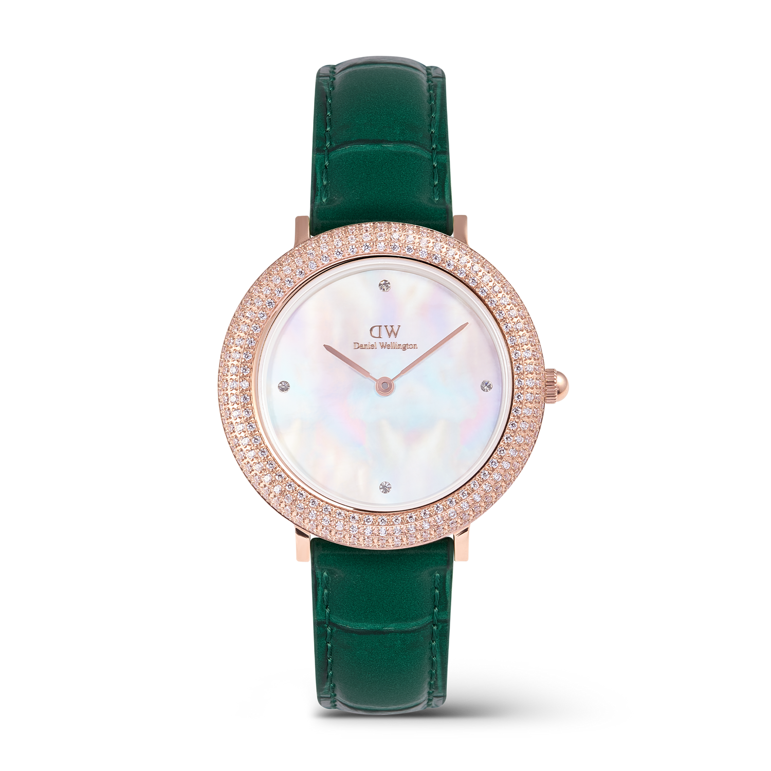 Crystalline Bezel Green Croc Rose Gold