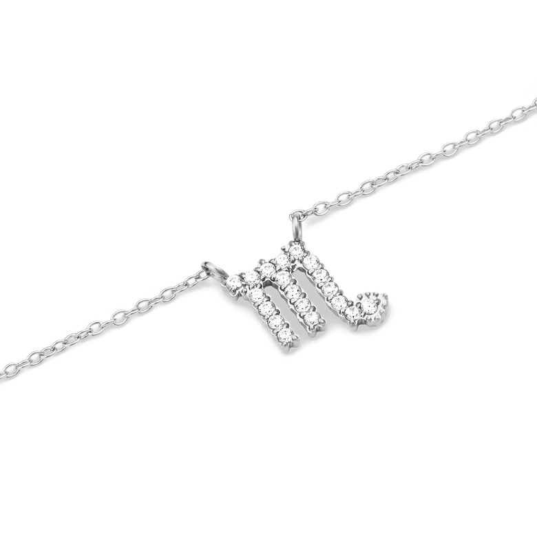Crystal Zodiac Chain Necklace Silver