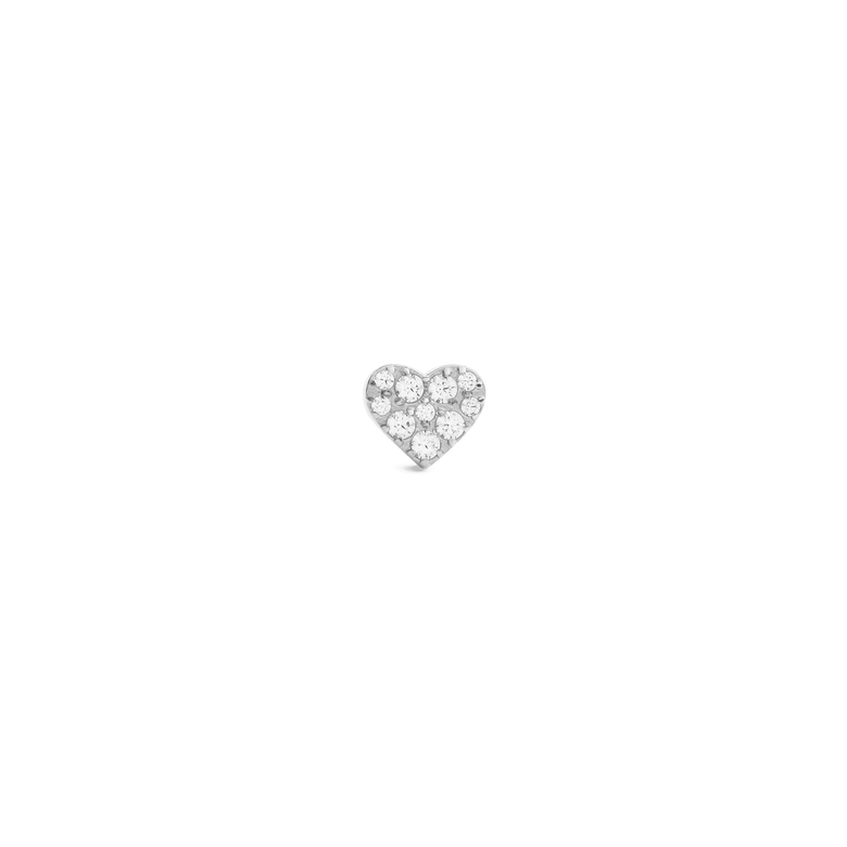 Crystal Heart Stud Silver