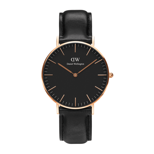 Sheffield - Black men's watch with leather strap 40mm | DW