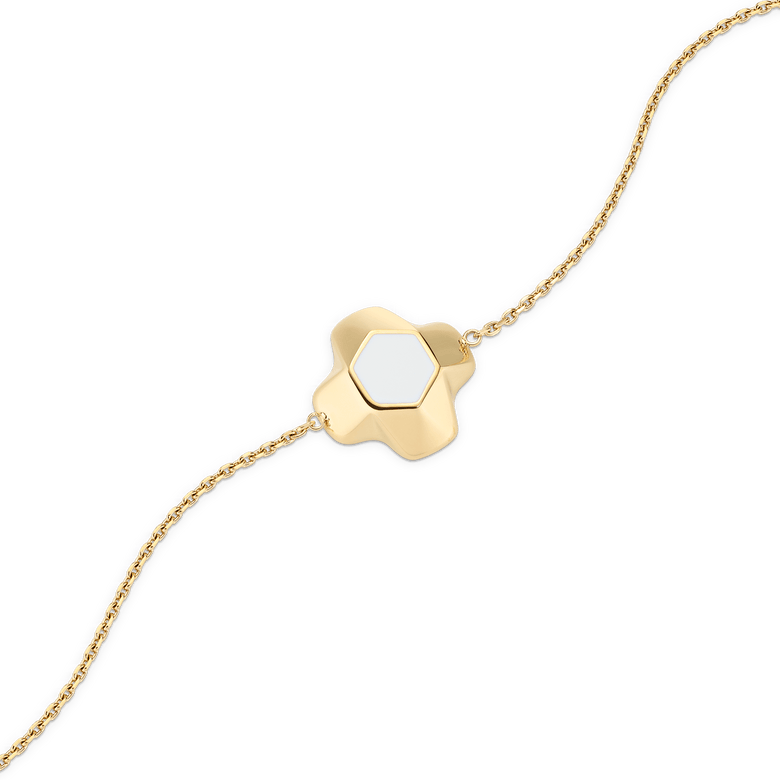 North Star Bracelet 1 Medium White Enamel Gold