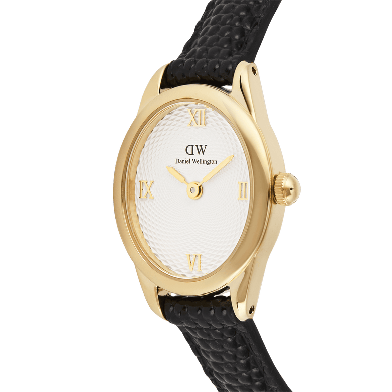 Ophelia Mini Black Lizard White Guilloché Gold