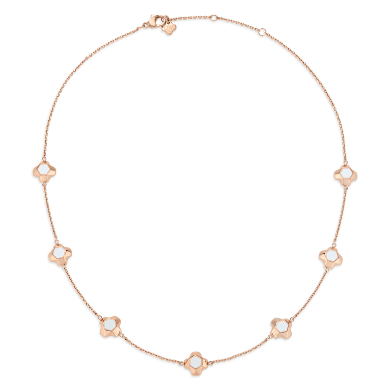 North Star Necklace 7 Small White Enamel Rose Gold