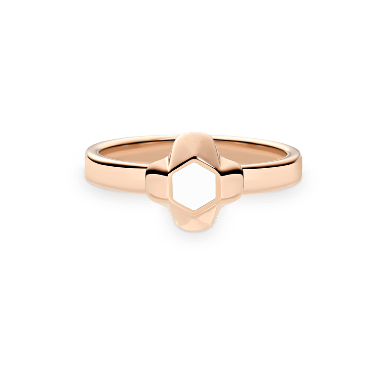 North Star Ring Small White Enamel Rose Gold