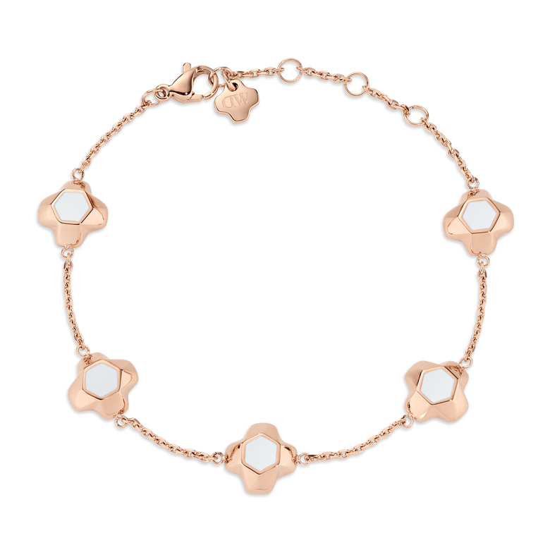 North Star Bracelet 5 Small White Enamel Rose Gold