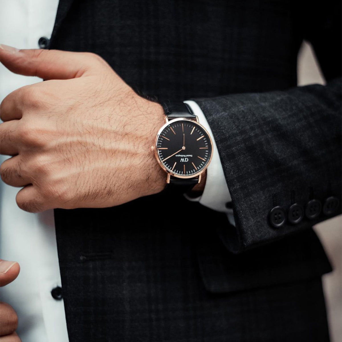 Men's Dw Watches Sheffield Black Men's Watch With Leather