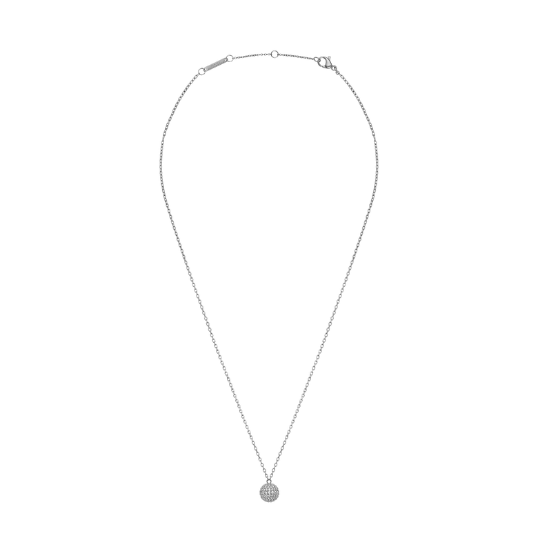 Pavé Crystal Pendant Necklace Silver