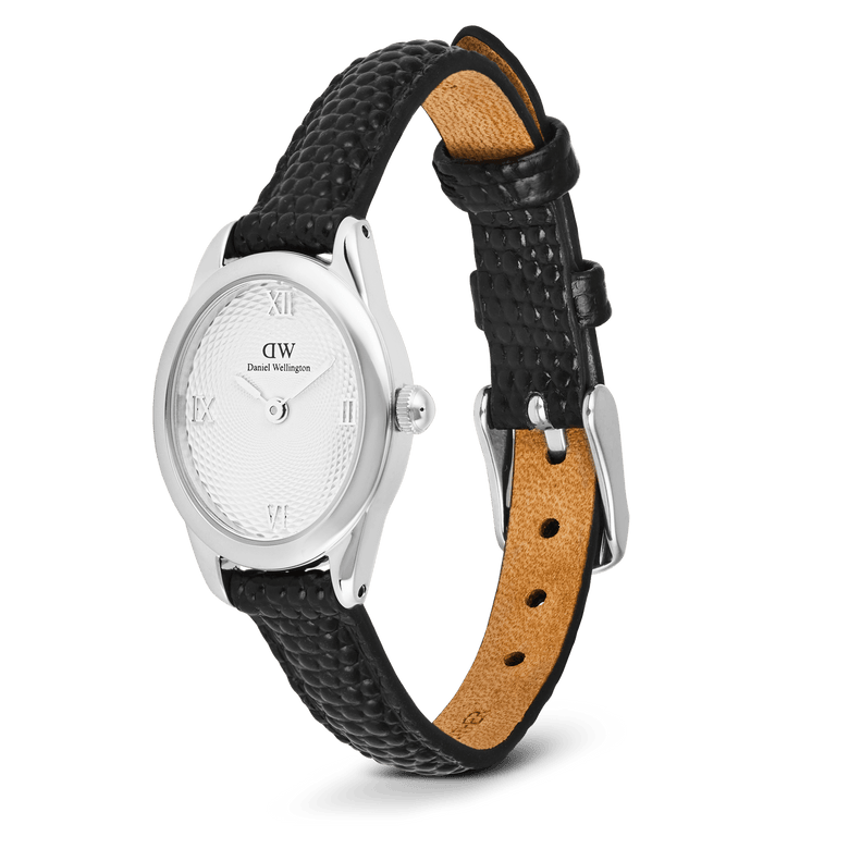 Ophelia Mini Black Lizard White Guilloché Silver