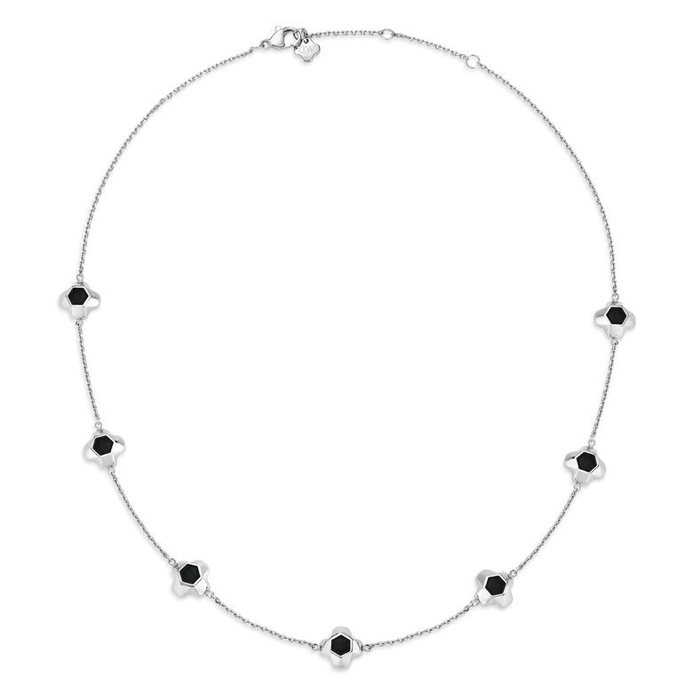 North Star Necklace 7 Small Black Enamel Silver