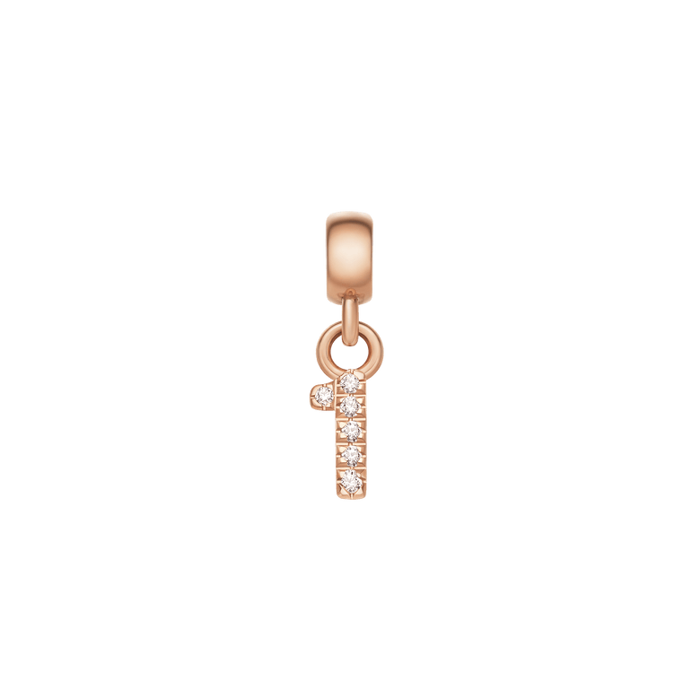 Crystal Number Charm Rose Gold