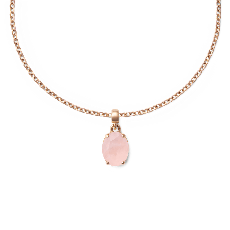 Rose Quartz Oval Rose Gold Charm