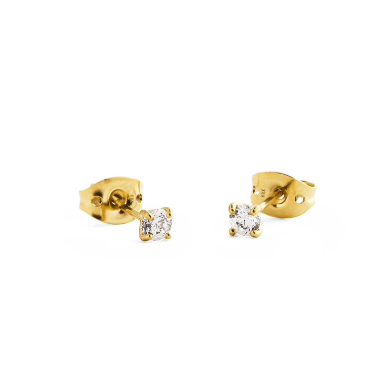 Mirelle Solitaire Stud Earrings Gold
