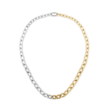 Contrast Link Necklace Two Tone Gold