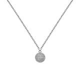 Pavé Crystal Pendant Necklace Silver