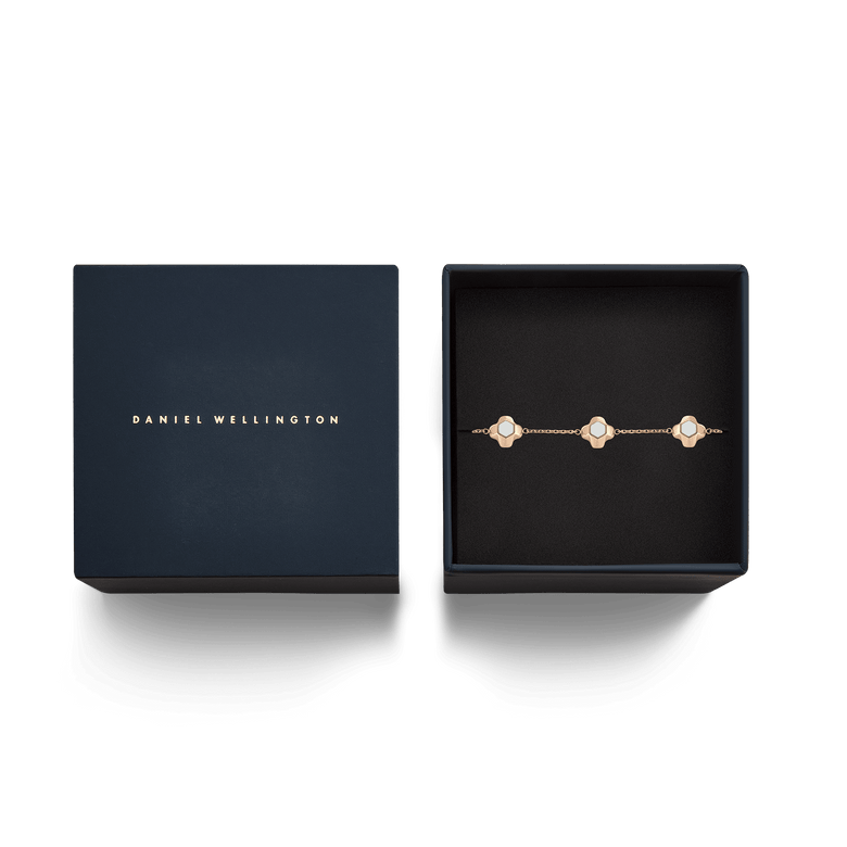North Star Bracelet 5 Small White Enamel Rose Gold