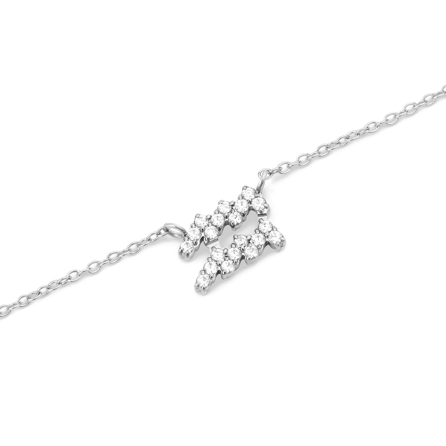 Crystal Zodiac Chain Necklace Silver