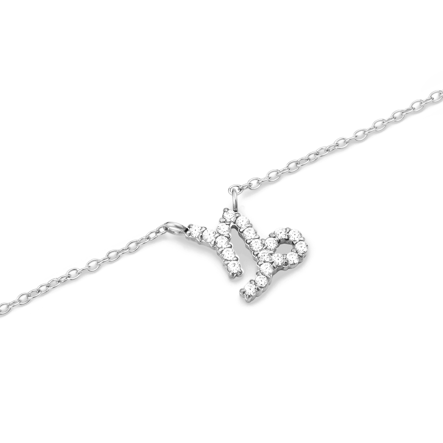 Crystal Zodiac Chain Necklace Silver