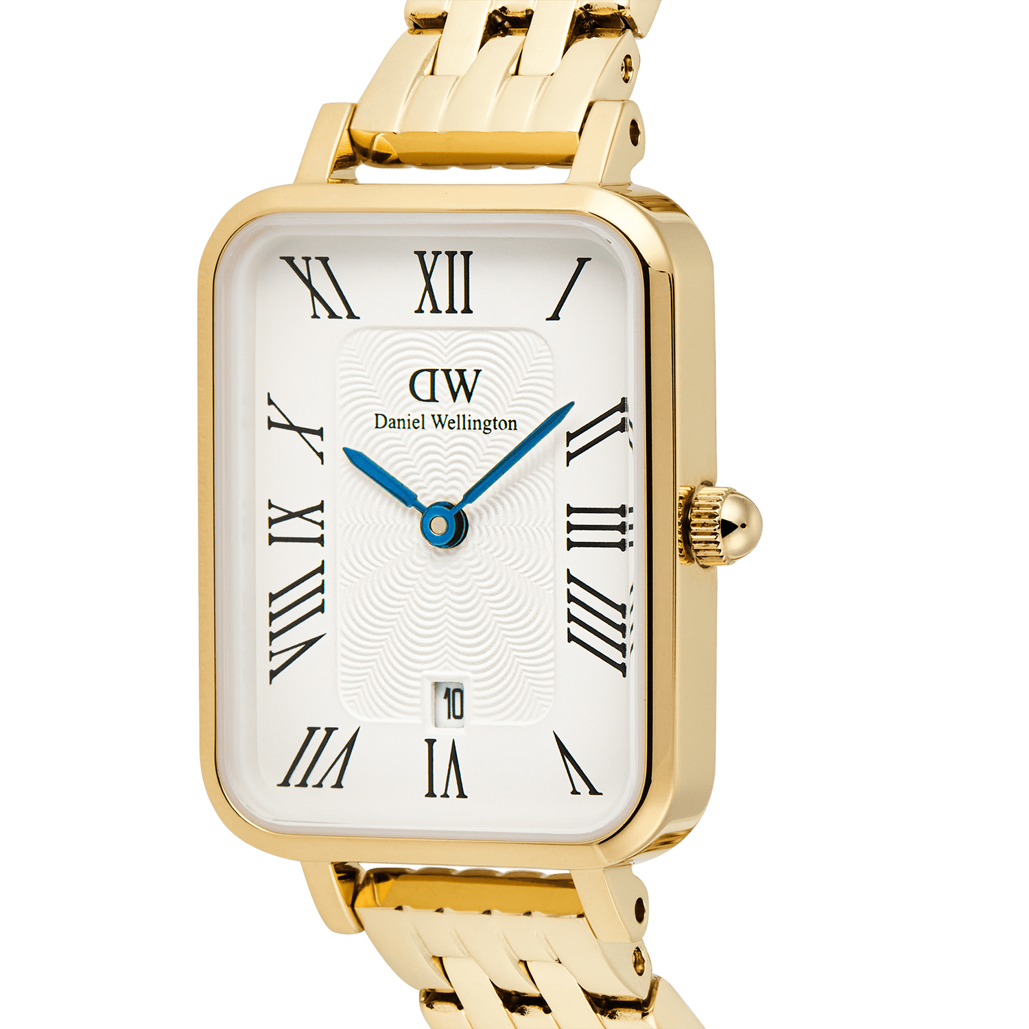 Quadro  Roman Numerals Date 5-link Gold