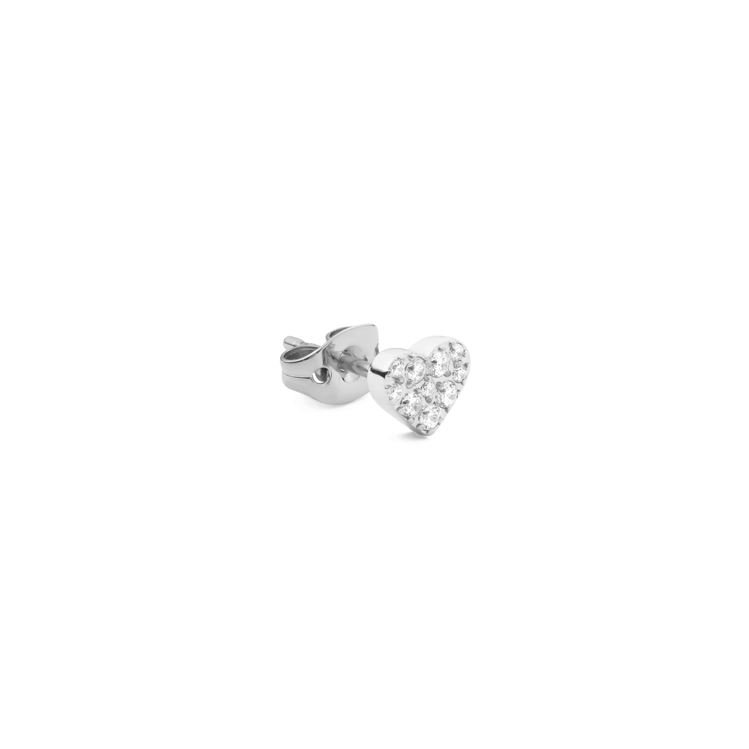 Crystal Heart Stud Silver