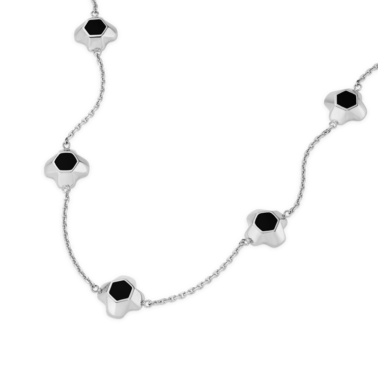 North Star Necklace 7 Small Black Enamel Silver