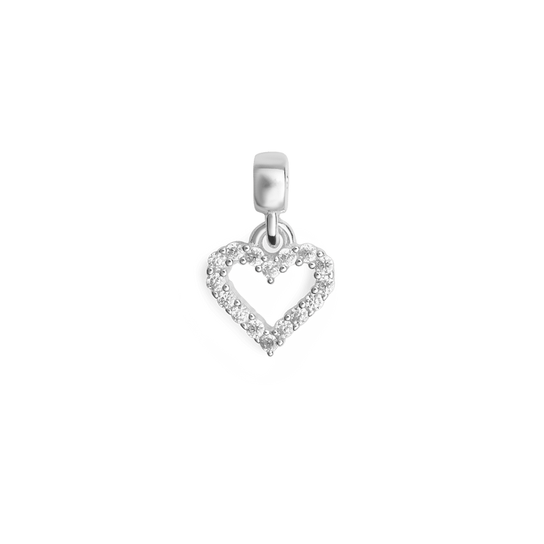 Heart Contour White Crystal Charm