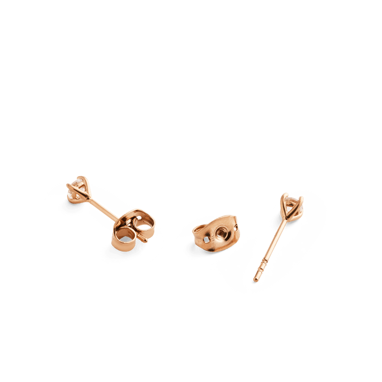 Mirelle Solitaire Stud Earrings Rose Gold