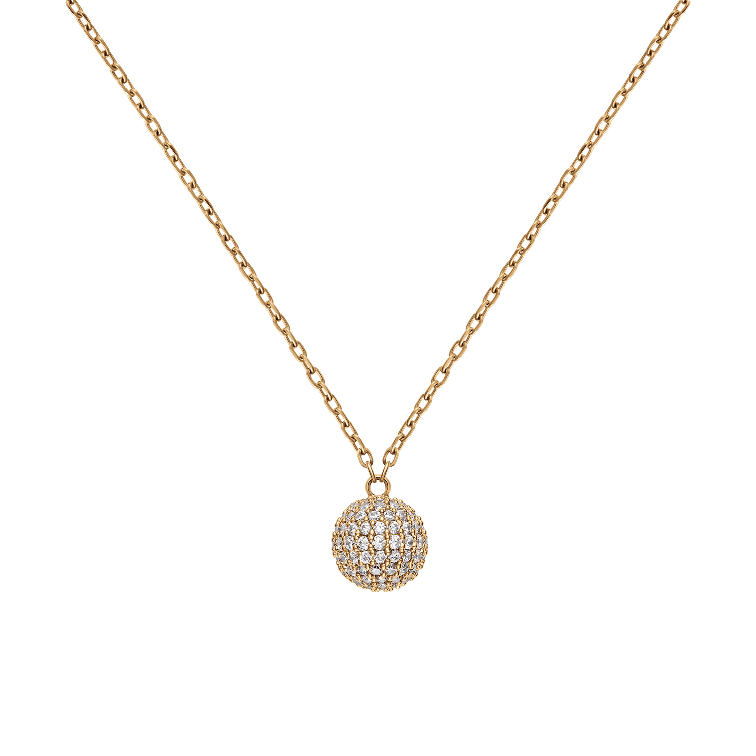 Pavé Crystal Pendant Necklace Gold