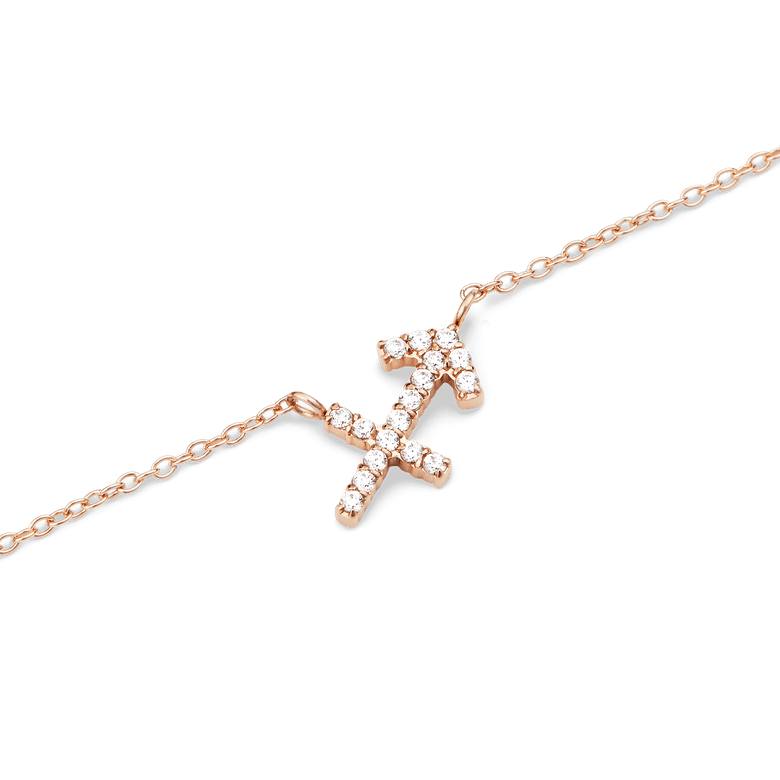 Crystal Zodiac Chain Necklace Rose Gold