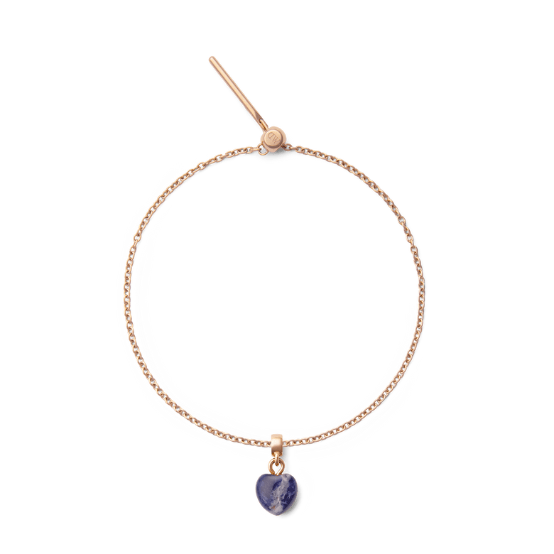 Blue Spot Heart Rose Gold Charm
