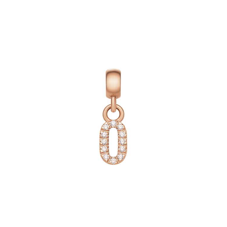 Crystal Number Charm Rose Gold